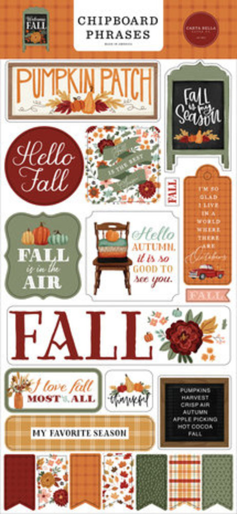 Carta Bella Welcome Fall 6x13 Inch Chipboard Phrases (CBWF154022) Carta Bella Welcome Fall 6x13 Inch Chipboard Phrases (CBWF154022)