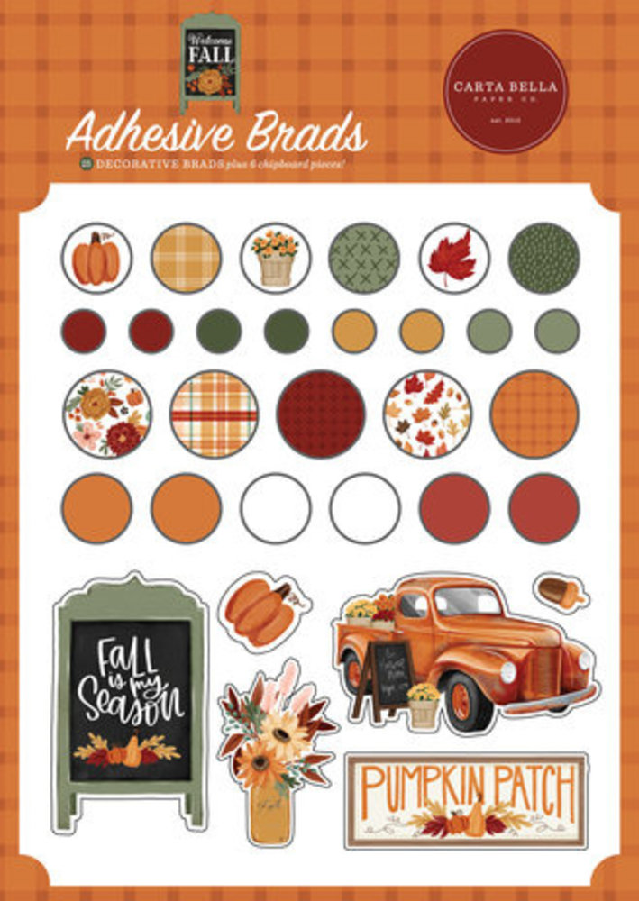 Carta Bella Welcome Fall Adhesive Brads (CBWF154020) Carta Bella Welcome Fall Adhesive Brads (CBWF154020)