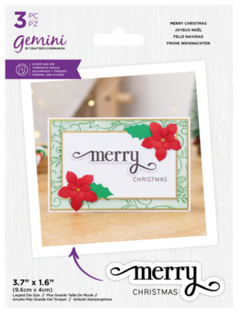 Gemini Fancy Sentiments Stamp & Die Merry Christmas (GEM-STD-FS-MECH) Gemini Fancy Sentiments Stamp & Die Merry Christmas (GEM-STD-FS-MECH)