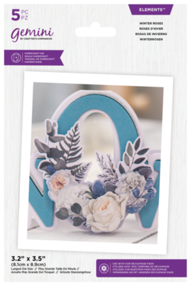 Gemini Floral Winter Roses Elements Dies (GEM-MD-ELE-WINROS)