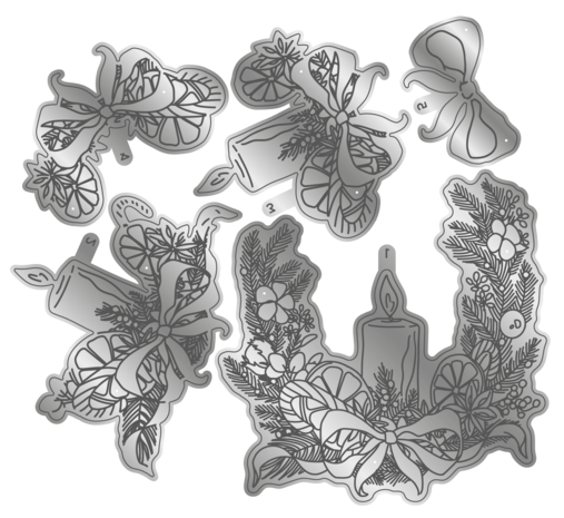 Gemini Floral Candlelit Christmas Elements Dies (GEM-MD-ELE-CANCHR)