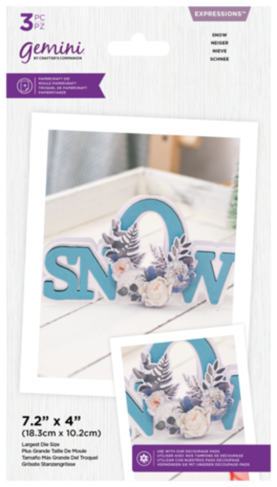 Gemini Floral Shaped Word Snow Expressions Dies (GEM-MD-EXP-SHWSNOW)