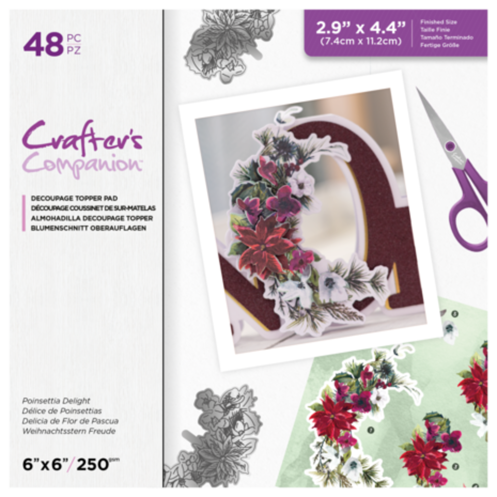Crafter's Companion Poinsettia Delight 6x6 Inch Decoupage Topper Pad (CC-DTPAD6-POIDEL) Crafter's Companion Poinsettia Delight 6x6 Inch Decoupage Topper Pad (CC-DTPAD6-POIDEL)