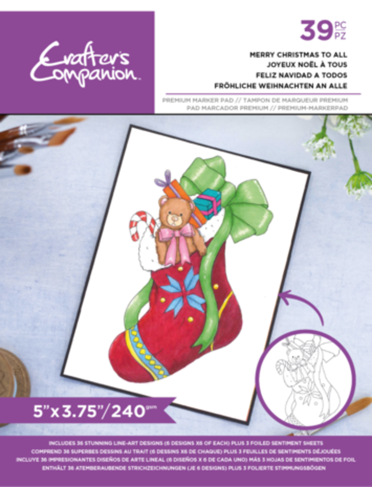 Crafter's Companion Card Front Colouring Pads Merry Christmas To All (CC-COLPAD-MCTA)