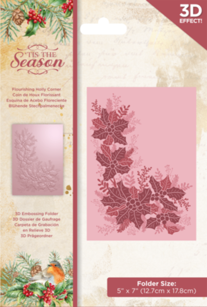 Crafter's Companion Tis the Season 3D Embossing Folder Flourishing Holly Corner (TTS-EF5-3D-FHC) Crafter's Companion Tis the Season 3D Embossing Folder Flourishing Holly Corner (TTS-EF5-3D-FHC)
