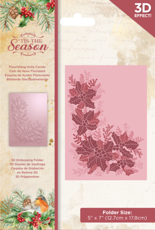 Crafter's Companion Tis the Season 3D Embossing Folder Flourishing Holly Corner (TTS-EF5-3D-FHC) Crafter's Companion Tis the Season 3D Embossing Folder Flourishing Holly Corner (TTS-EF5-3D-FHC)