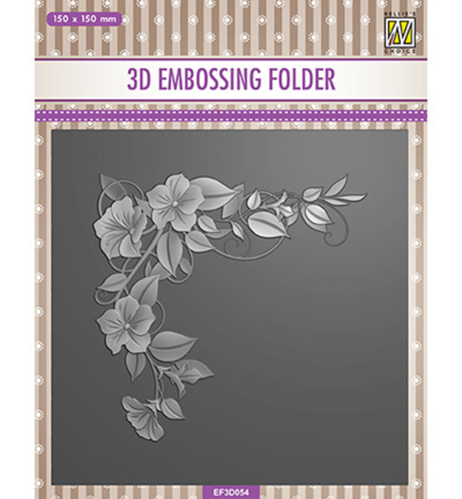 Nellie Snellen Flower Corner 1 3D Embossing Folder (EF3D054) Nellie Snellen Flower Corner 1 3D Embossing Folder (EF3D054)