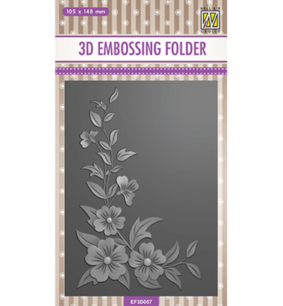 Nellie Snellen Flower Corner 2 3D Embossing Folder (EF3D057) Nellie Snellen Flower Corner 2 3D Embossing Folder (EF3D057)