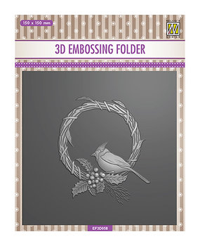 Nellie Snellen Square Christmas Bird 3D Embossing Folder (EF3D058) Nellie Snellen Square Christmas Bird 3D Embossing Folder (EF3D058)