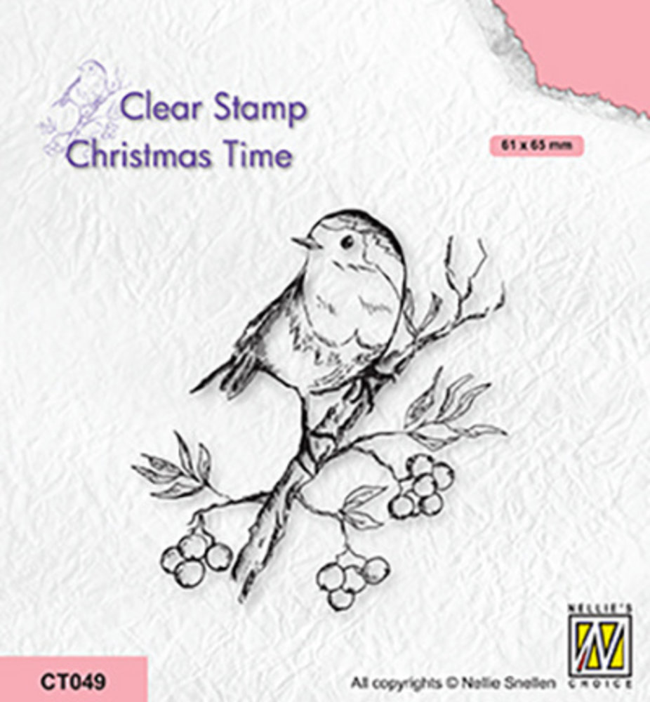 Nellie Snellen Clear Stamp Robin On Berrie Branch (CT049) Nellie Snellen Clear Stamp Robin On Berrie Branch (CT049)