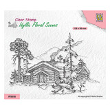 Nellie Snellen Clear Stamp Wintery Scene with House and Trees (IFS058)