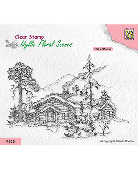 Nellie Snellen Clear Stamp Wintery Scene with House and Trees (IFS058) Nellie Snellen Clear Stamp Wintery Scene with House and Trees (IFS058)