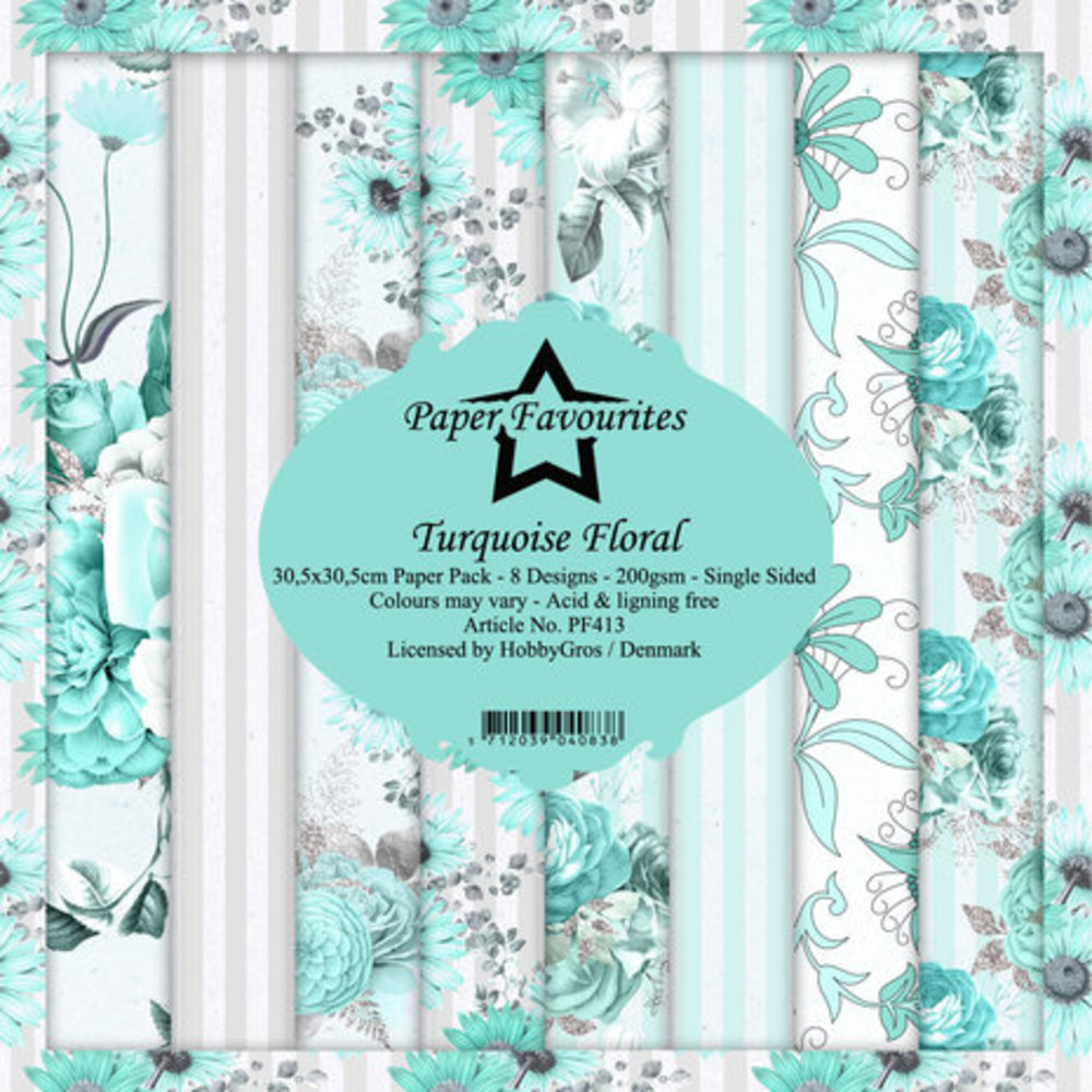Paper Favourites Turquoise Floral 12x12 Inch Paper Pack (PF413) Paper Favourites Turquoise Floral 12x12 Inch Paper Pack (PF413)