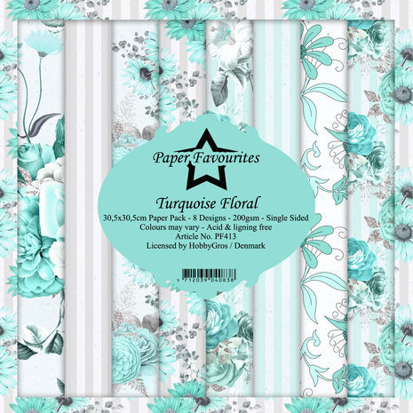 Paper Favourites Turquoise Floral 12x12 Inch Paper Pack (PF413) Paper Favourites Turquoise Floral 12x12 Inch Paper Pack (PF413)