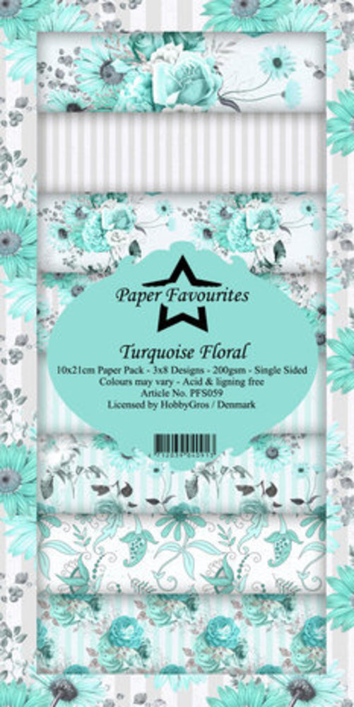 Paper Favourites Turquoise Floral Slimline Paper Pack (PFS059) Paper Favourites Turquoise Floral Slimline Paper Pack (PFS059)