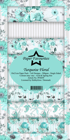Paper Favourites Turquoise Floral Slimline Paper Pack (PFS059) Paper Favourites Turquoise Floral Slimline Paper Pack (PFS059)
