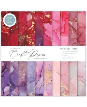 Craft Consortium Essential Craft Papers 6x6 Inch Paper Pad Ink Drops Rose (CCEPAD022B)