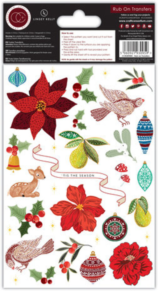 Craft Consortium Tis the Season Rub-on Transfers (CCRUBT004)