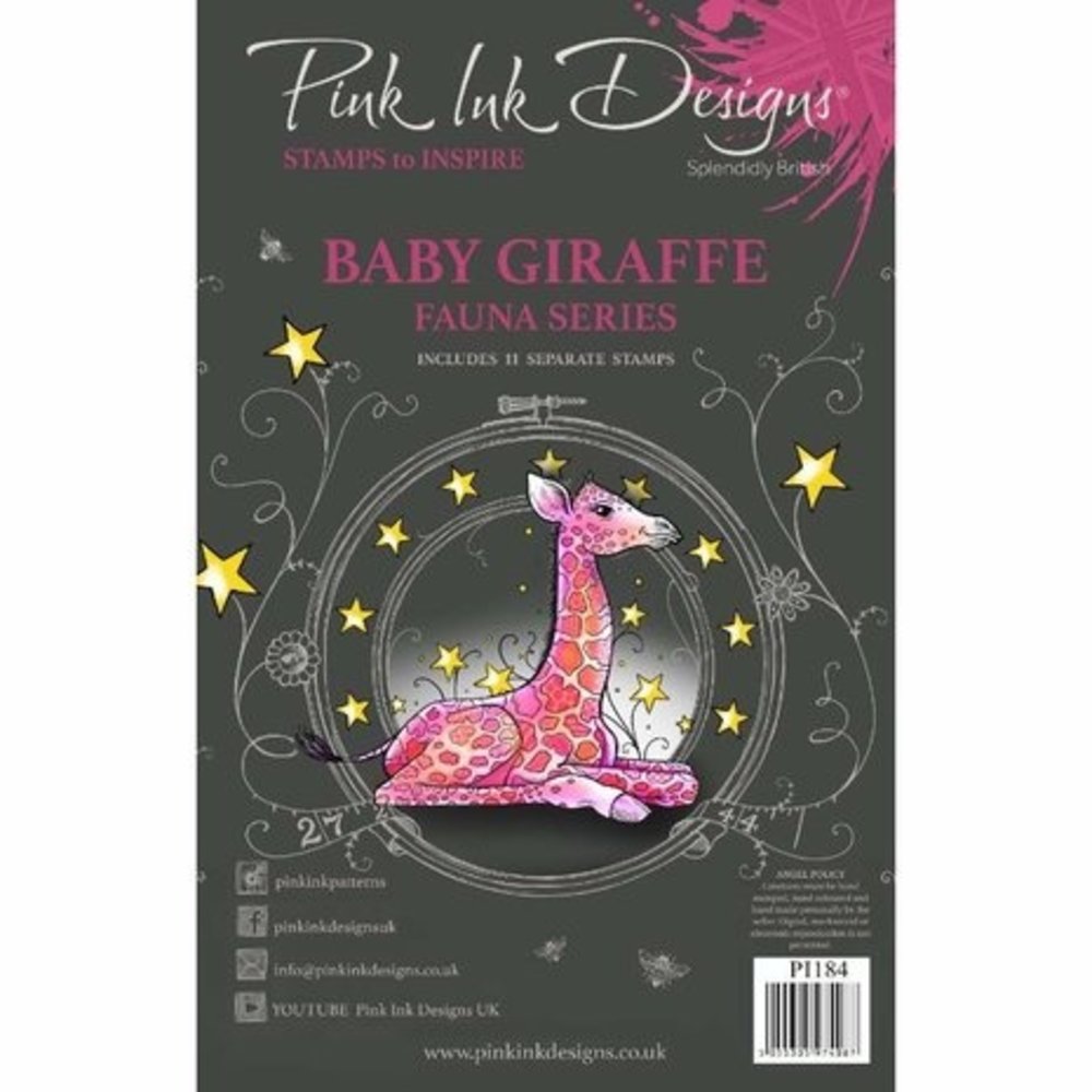 Pink Ink Designs Fauna Series Baby Giraffe A5 Clear Stamp (PI184)