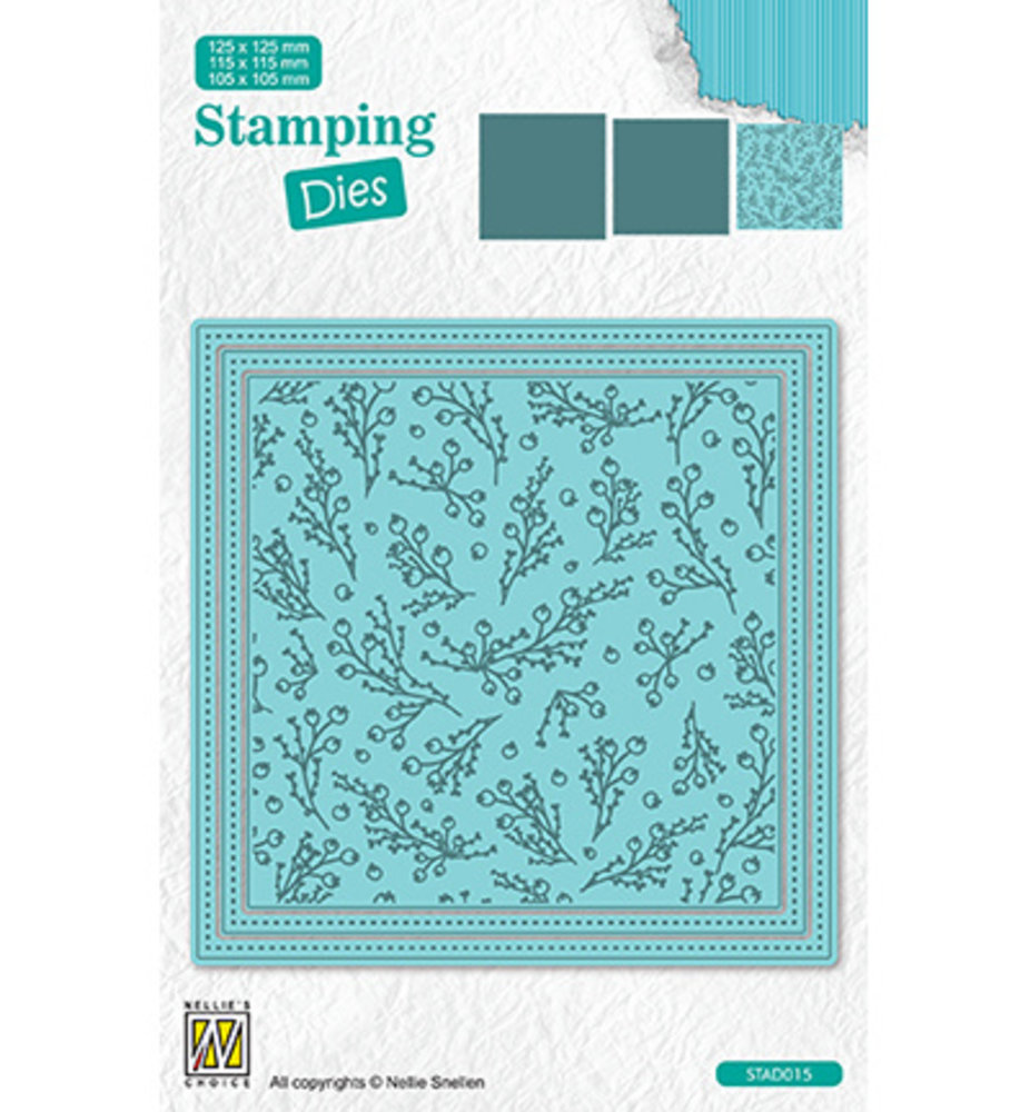 Nellie Snellen Stamping Dies Square Christmas Branches with Berries (STAD015)
