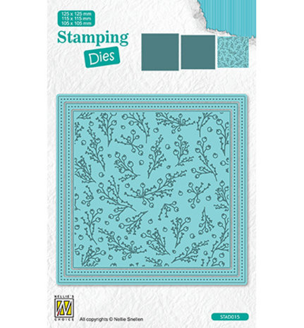 Nellie Snellen Stamping Dies Square Christmas Branches with Berries (STAD015)