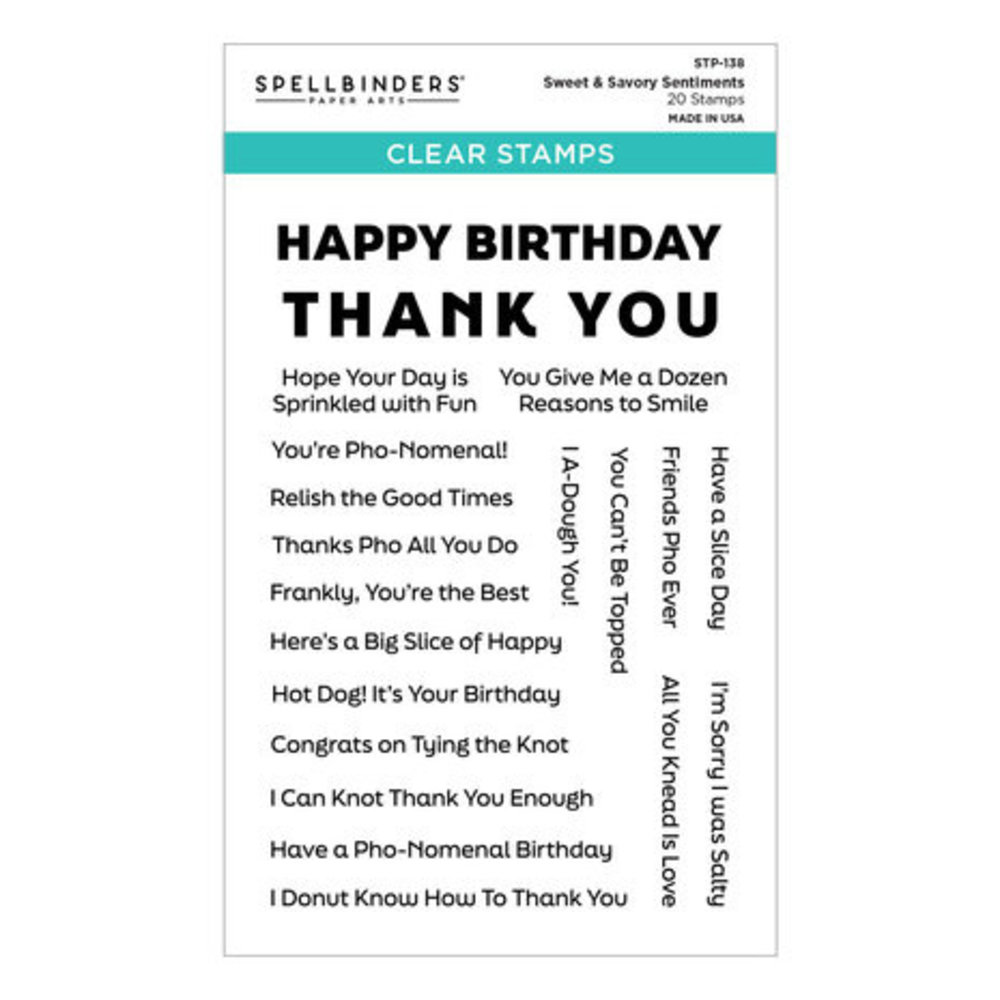 Spellbinders Warm Wishes Camper Sweet & Savory Sentiments Clear Stamp (STP-138)