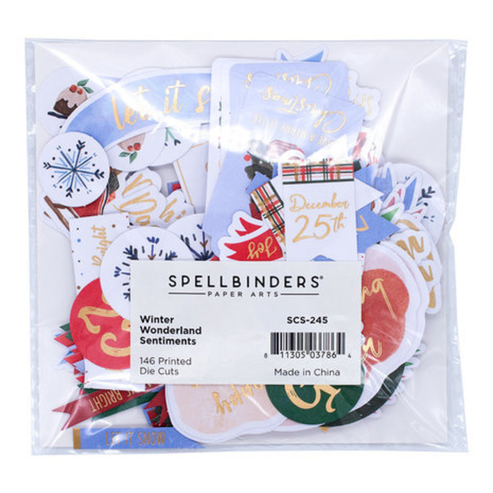 Spellbinders Winter Wonderland Printed Die Cut Sentiments (SCS-245)