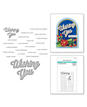 Spellbinders Tinsel Time Lots of Wishing You Sentiments Clear Stamp & Die Set (SDS-176)