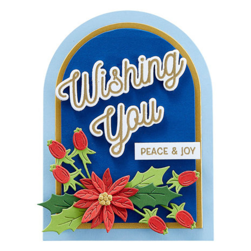 Spellbinders Tinsel Time Lots of Wishing You Sentiments Clear Stamp & Die Set (SDS-176)