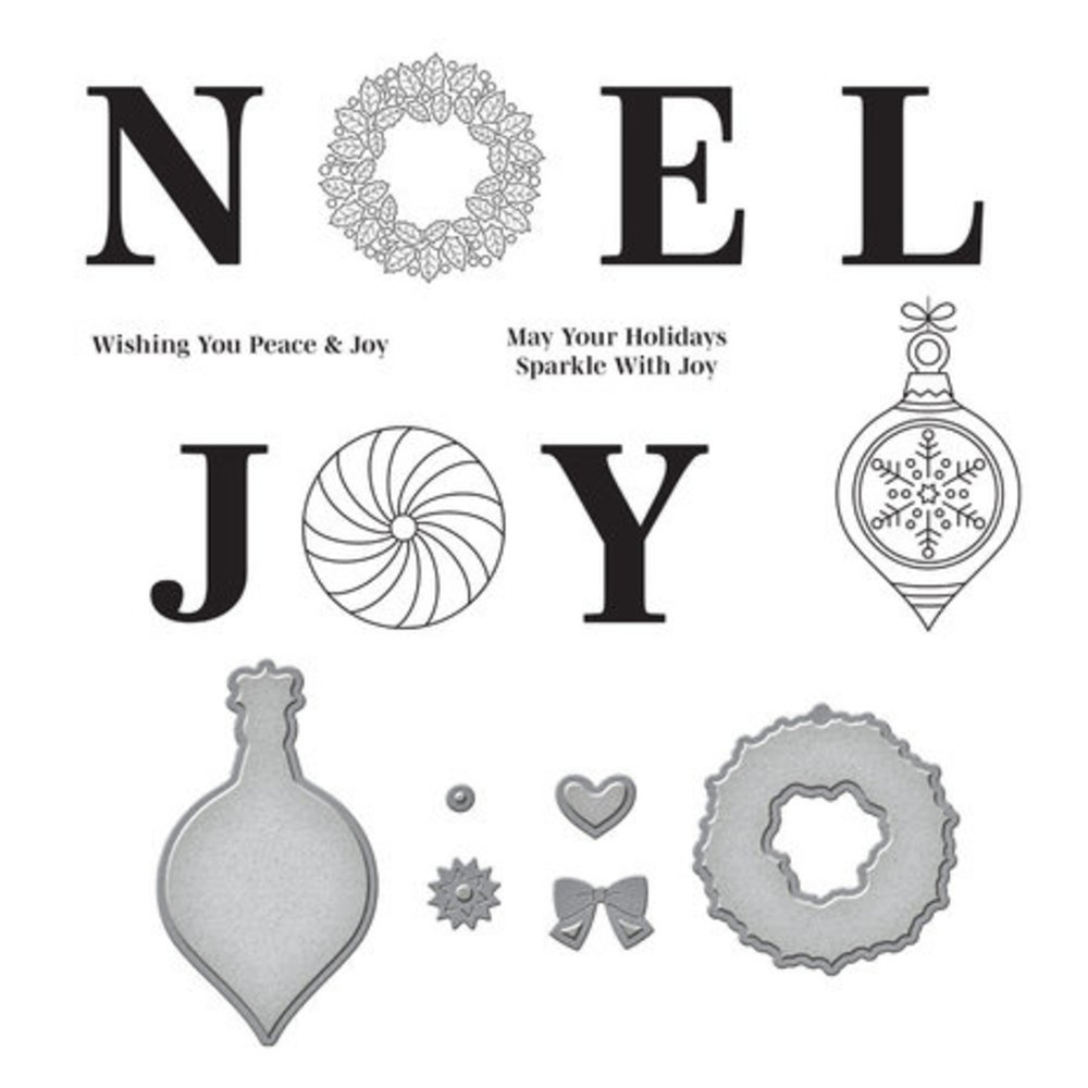 Spellbinders Gnome for Christmas Big Holiday Words Clear Stamp & Die Set (SDS-179)