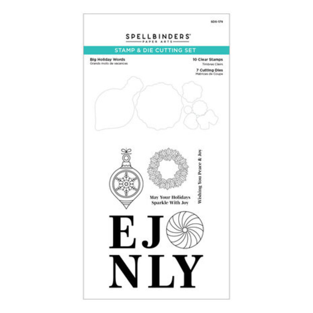 Spellbinders Gnome for Christmas Big Holiday Words Clear Stamp & Die Set (SDS-179)