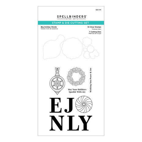 Spellbinders Gnome for Christmas Big Holiday Words Clear Stamp & Die Set (SDS-179)