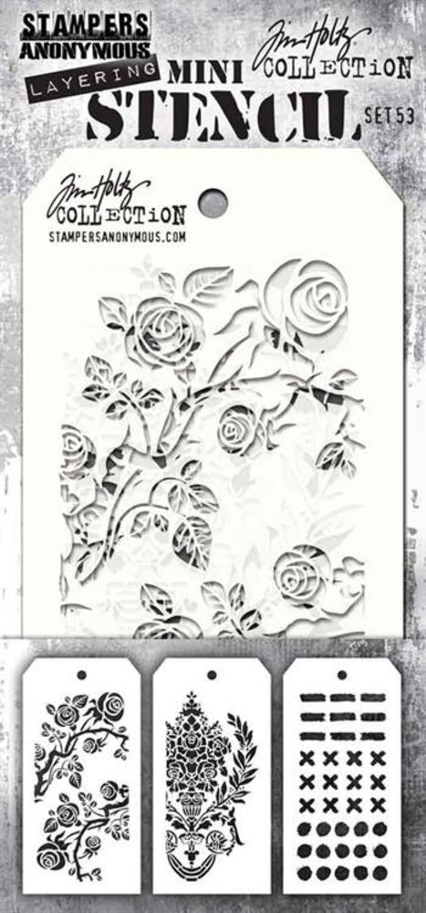 Stampers Anonymous Tim Holtz Mini Layering Stencil Set 53 (THMST053) Stampers Anonymous Tim Holtz Mini Layering Stencil Set 53 (THMST053)
