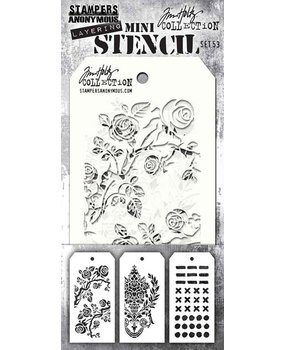 Stampers Anonymous Tim Holtz Mini Layering Stencil Set 53 (THMST053) Stampers Anonymous Tim Holtz Mini Layering Stencil Set 53 (THMST053)