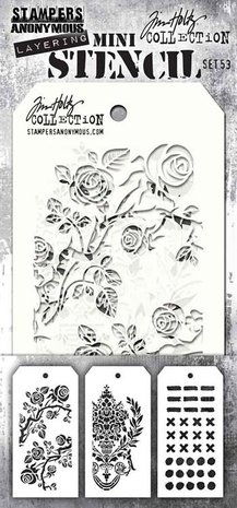 Stampers Anonymous Tim Holtz Mini Layering Stencil Set 53 (THMST053) Stampers Anonymous Tim Holtz Mini Layering Stencil Set 53 (THMST053)