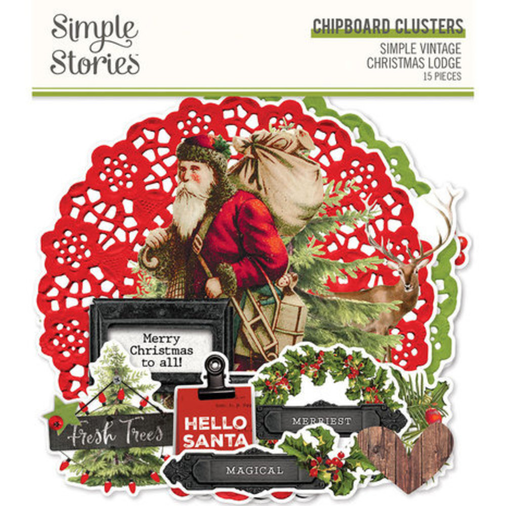 Simple Stories Simple Vintage Christmas Lodge Chipboard Clusters (18426) Simple Stories Simple Vintage Christmas Lodge Chipboard Clusters (18426)