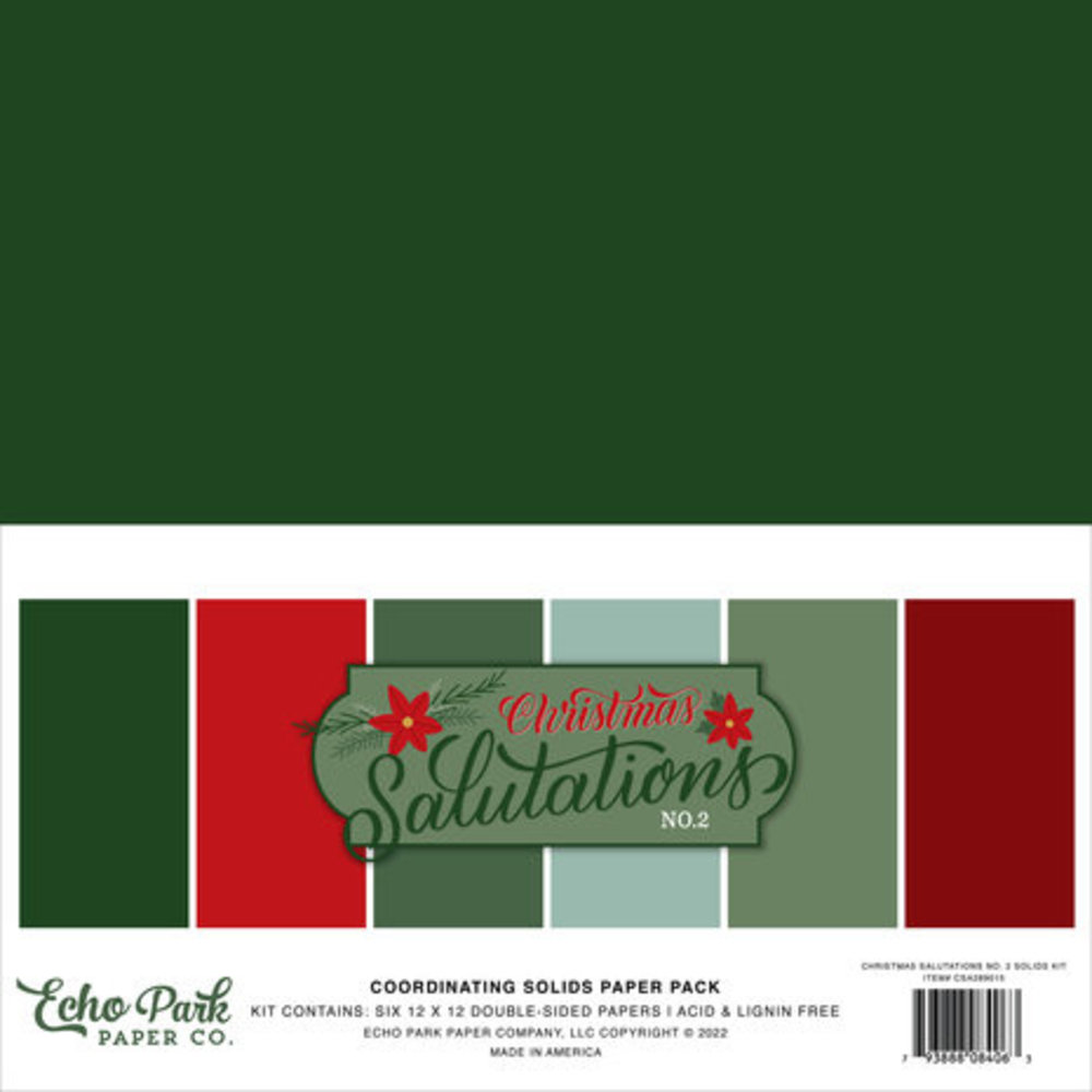 Echo Park Christmas Salutations No. 2 12x12 Inch Coordinating Solids Paper Pack (CSA289015) Echo Park Christmas Salutations No. 2 12x12 Inch Coordinating Solids Paper Pack (CSA289015)