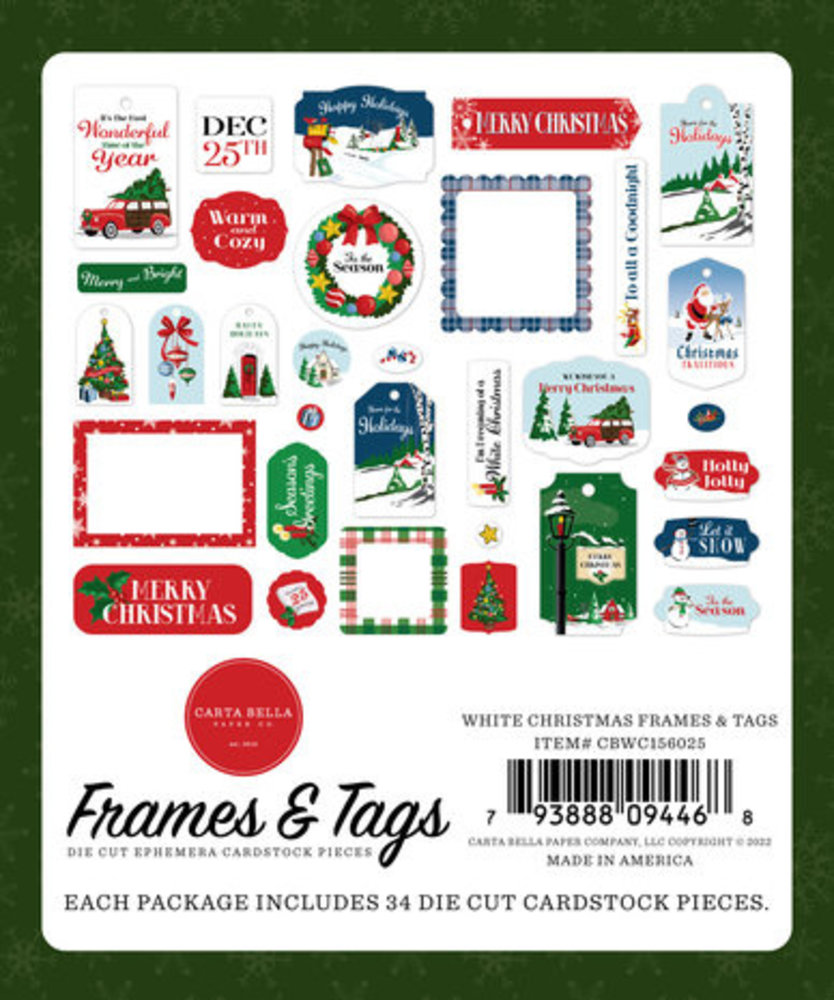 Carta Bella White Christmas Ephemera Frames & Tags (CBWC156025)