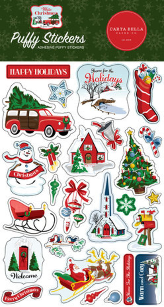 Carta Bella White Christmas Puffy Stickers (CBWC156066) Carta Bella White Christmas Puffy Stickers (CBWC156066)