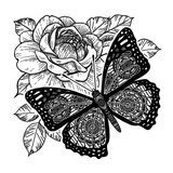 Crafty Individuals Butterfly and Rose Unmounted Rubber Stamps (CI-606)