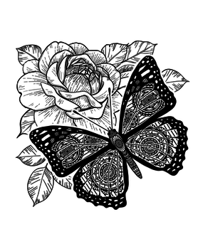 Crafty Individuals Butterfly and Rose Unmounted Rubber Stamps (CI-606) Crafty Individuals Butterfly and Rose Unmounted Rubber Stamps (CI-606)