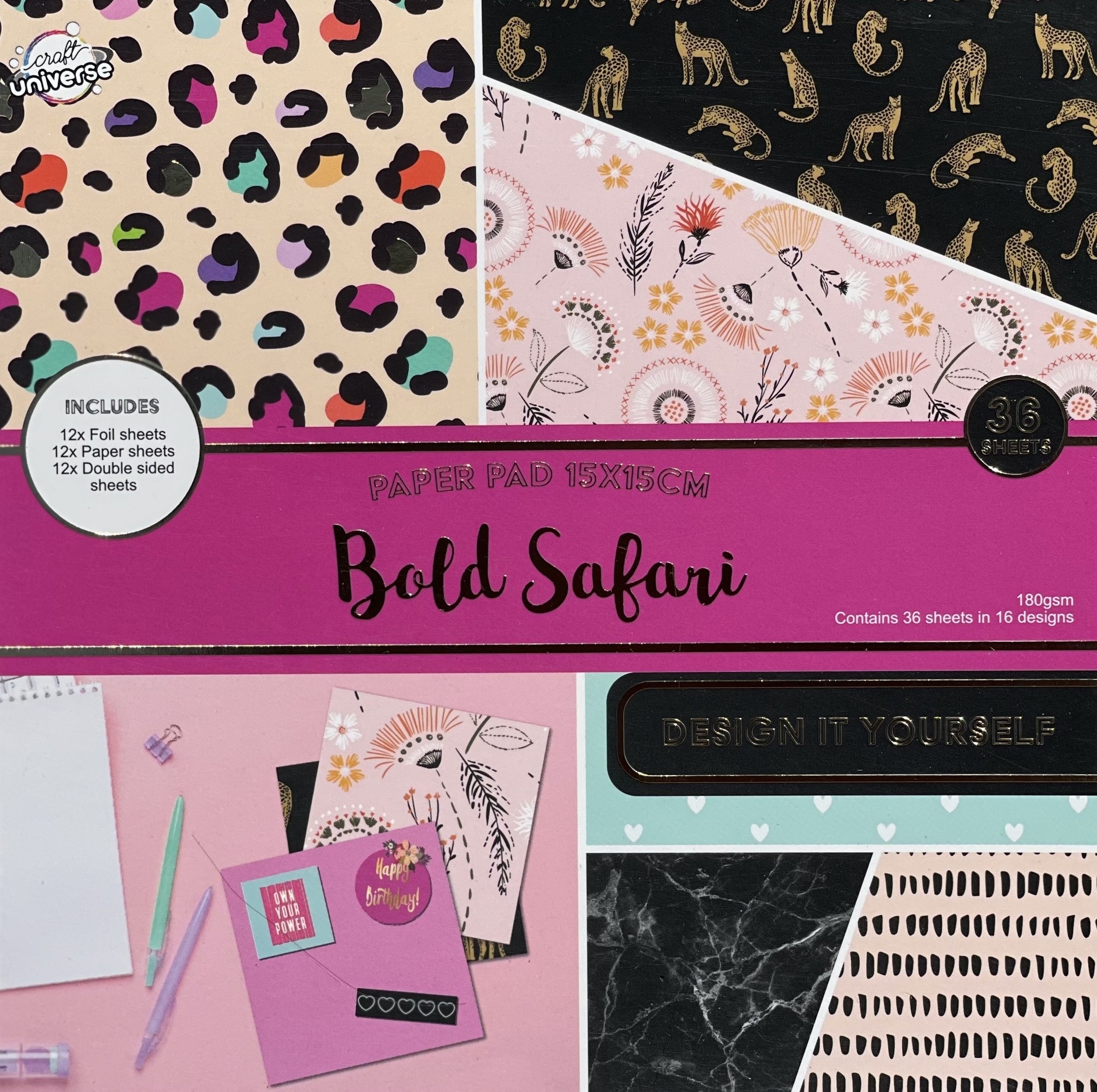 Craft Universe Bold Safari 6x6 Inch Paper Pad (3010089) - Paperpads.nl