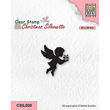 Nellie Snellen Christmas Silhouettes Clear Stamp Angel with Present (CSIL020)