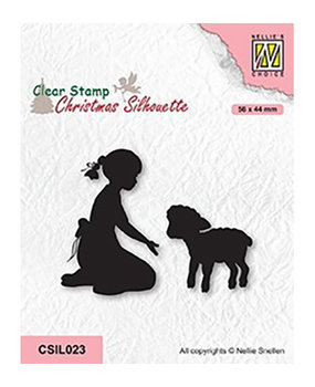 Nellie Snellen Christmas Silhouettes Clear Stamp Girl with Lamb (CSIL023)* Nellie Snellen Christmas Silhouettes Clear Stamp Girl with Lamb (CSIL023)*