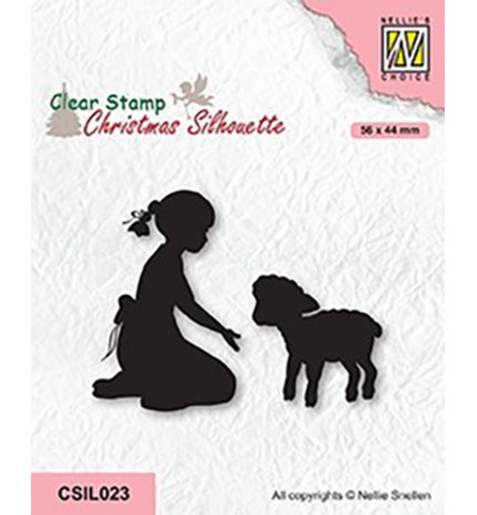 Nellie Snellen Christmas Silhouettes Clear Stamp Girl with Lamb (CSIL023)