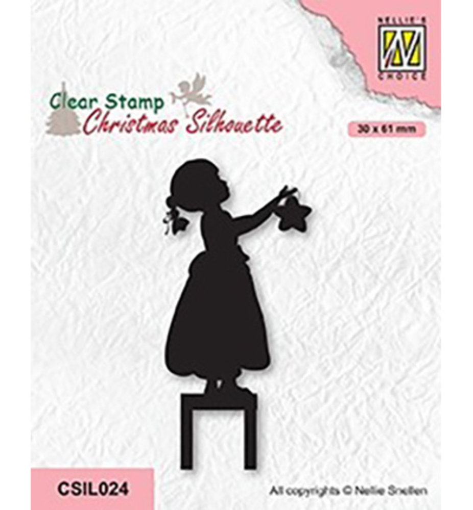 Nellie Snellen Christmas Silhouettes Clear Stamp Little Girl Decorating (CSIL024) Nellie Snellen Christmas Silhouettes Clear Stamp Little Girl Decorating (CSIL024)