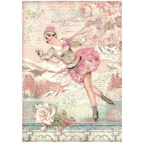 Stamperia Sweet Winter Ice Skater Rice Paper A4 (DFSA4725)