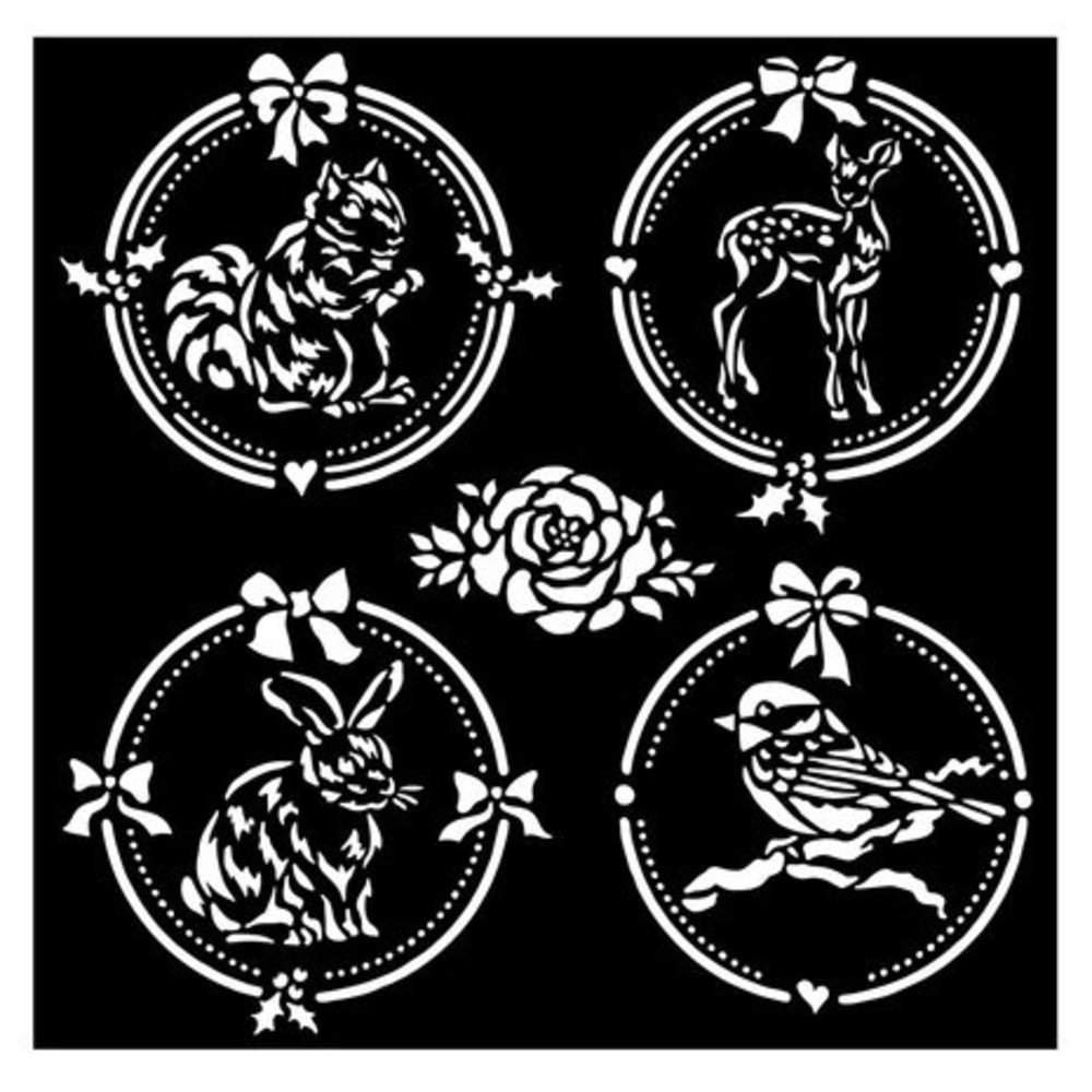 Stamperia Christmas Thick Stencil 18x18cm Frame 4 Rounds (KSTDQ71)