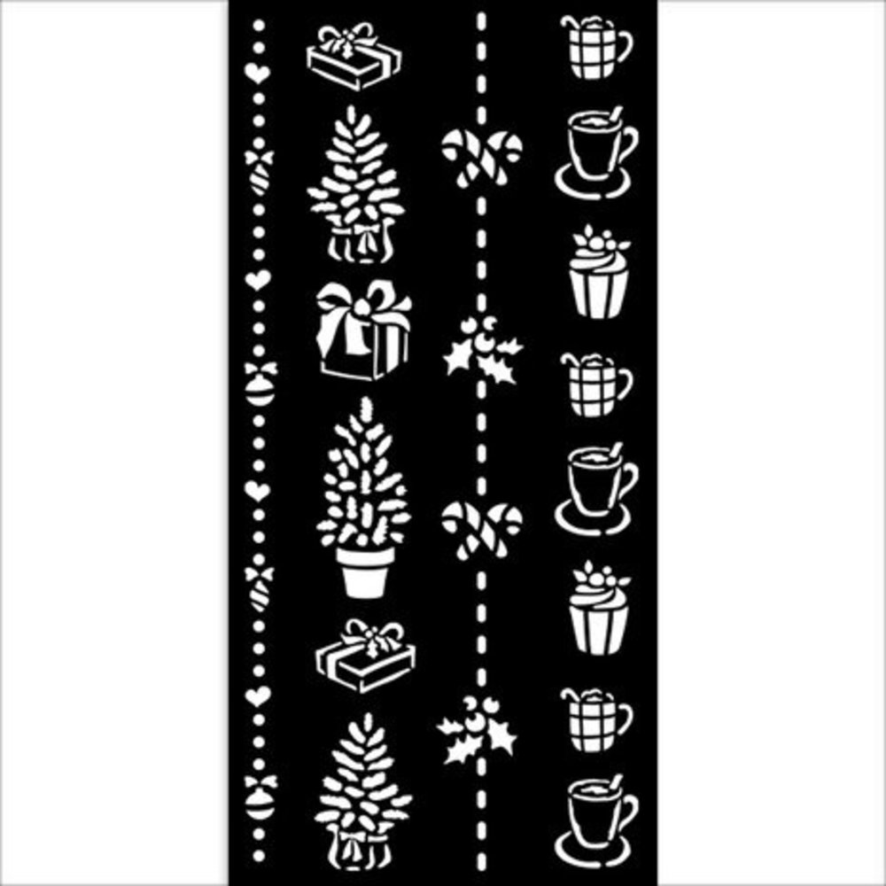 Stamperia Christmas Thick Stencil 12x25cm Border Gift and Cups (KSTDL70) Stamperia Christmas Thick Stencil 12x25cm Border Gift and Cups (KSTDL70)