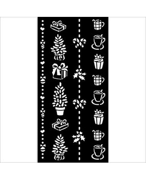 Stamperia Christmas Thick Stencil 12x25cm Border Gift and Cups (KSTDL70)*